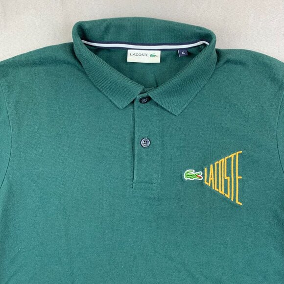 Lacoste Mens Shirt XL (Fits Large) Green Pique Polo Short Sleeve Tennis Prep - Picture 2 of 8